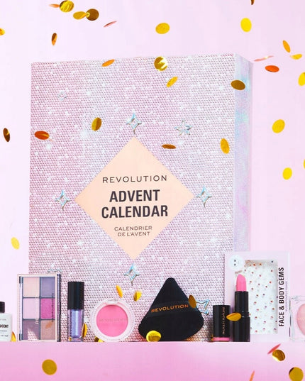 Advento kalendorius su kosmetika 2024 MAKEUP REVOLUTION 24 dienos dovanai