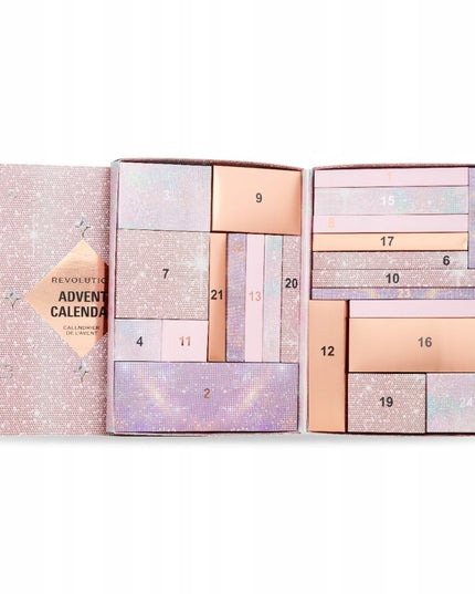 Advento kalendorius su kosmetika 2024 MAKEUP REVOLUTION 24 dienos dovanai