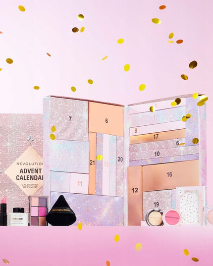 Advento kalendorius su kosmetika 2024 MAKEUP REVOLUTION 24 dienos dovanai