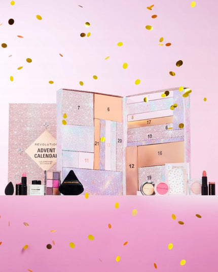 Advento kalendorius su kosmetika 2024 MAKEUP REVOLUTION 24 dienos dovanai