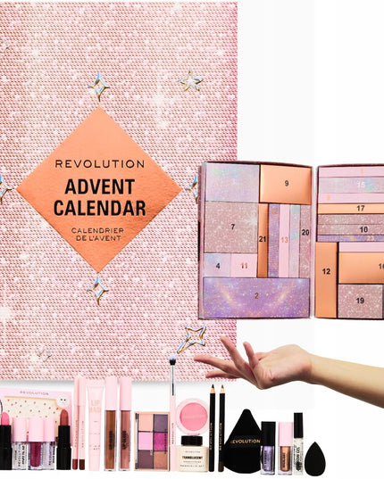 Advento kalendorius su kosmetika 2024 MAKEUP REVOLUTION 24 dienos dovanai