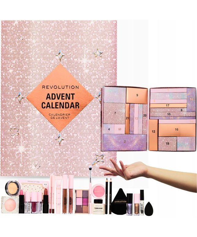 Advento kalendorius su kosmetika 2024 MAKEUP REVOLUTION 24 dienos dovanai