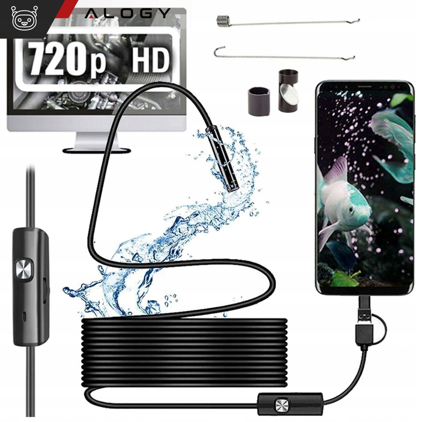 Endoskopinė apžiūros kamera 5M 6 LED FHD WIFI Mobiliajam telefonui USB-C