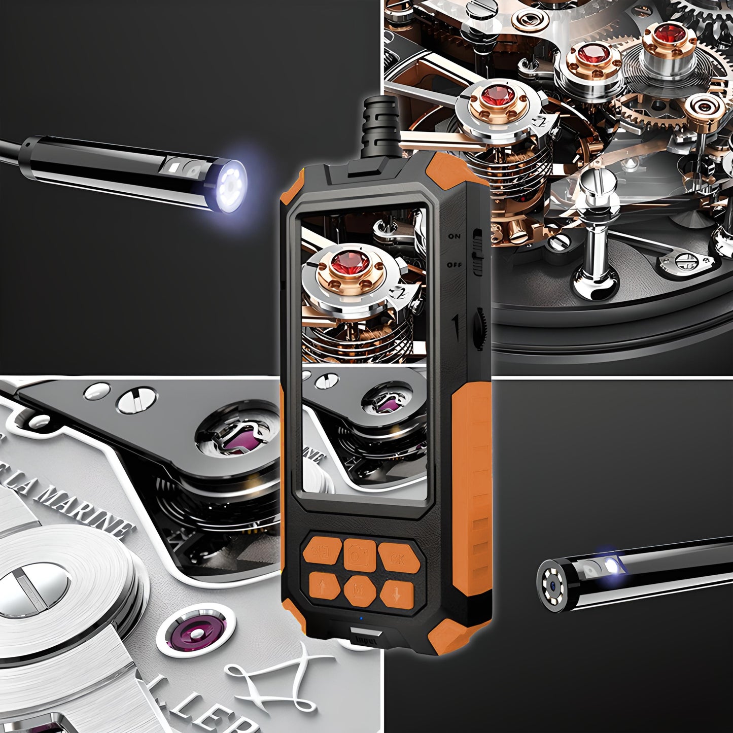 Lankstus endoskopo apžiūros kamera 5 m 9 LED 2x Full HD ekranas