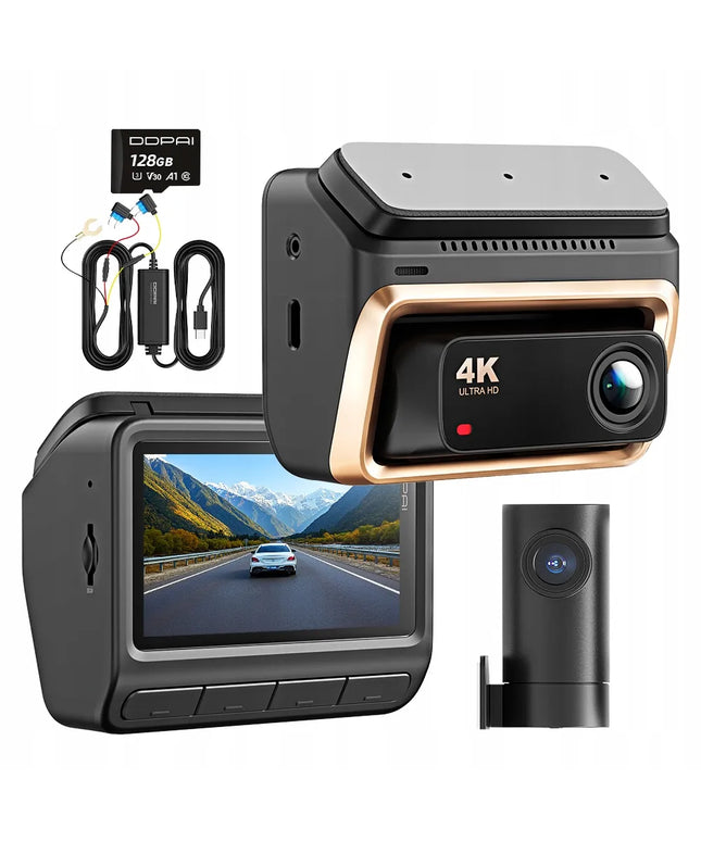 Automobilinis vaizdo registratorius DDPAI Z60 Pro + galinė kamera + laidų komplektas + 128GB