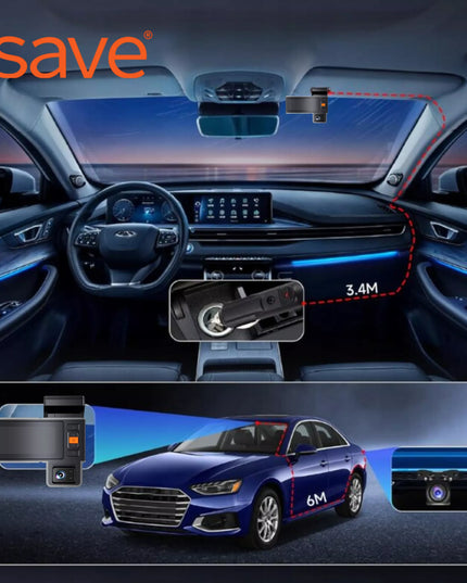 Automobilinė vaizdo kamera 3 kamerų vaizdo registratorius važiavimui 4K PL