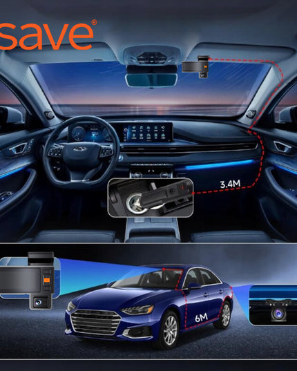 Automobilinė vaizdo kamera 3 kamerų vaizdo registratorius važiavimui 4K PL