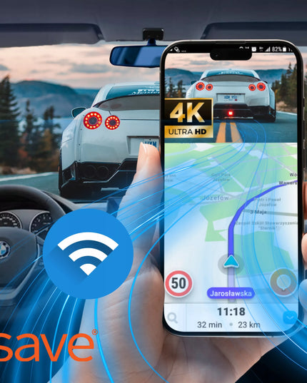 Automobilinis vaizdo registratorius „Save“ A7-PRO 4K, „Sony“ sensorius, veidrodėlio tipo, 64GB