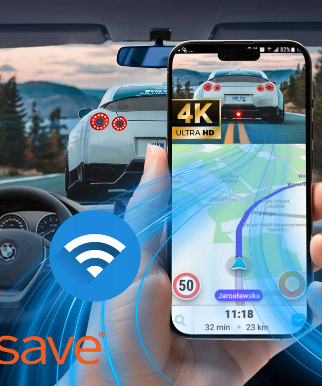 Automobilinis vaizdo registratorius „Save“ A7-PRO 4K, „Sony“ sensorius, veidrodėlio tipo, 64GB