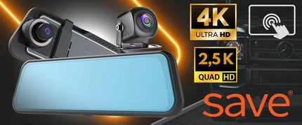 Automobilinis vaizdo registratorius „Save“ A7-PRO 4K, „Sony“ sensorius, veidrodėlio tipo, 64GB