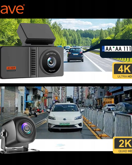 Automobilio vaizdo registratorius su atbulinės eigos kamera 4K priekis 2K galas LT meniu
