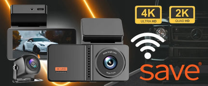 Automobilio vaizdo registratorius su atbulinės eigos kamera 4K priekis 2K galas LT meniu