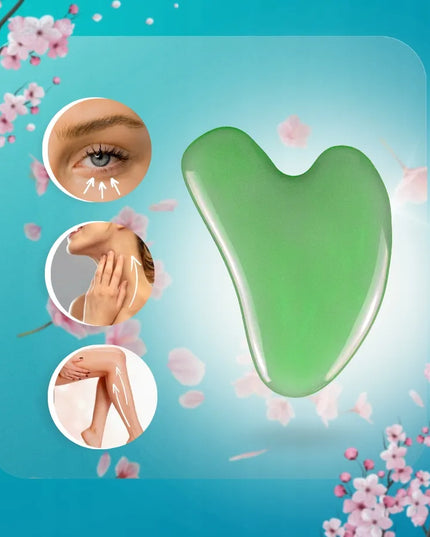 Hikey gua sha masažo plokštelė iš žadeito – rankinis veido ir kaklo masažuoklis