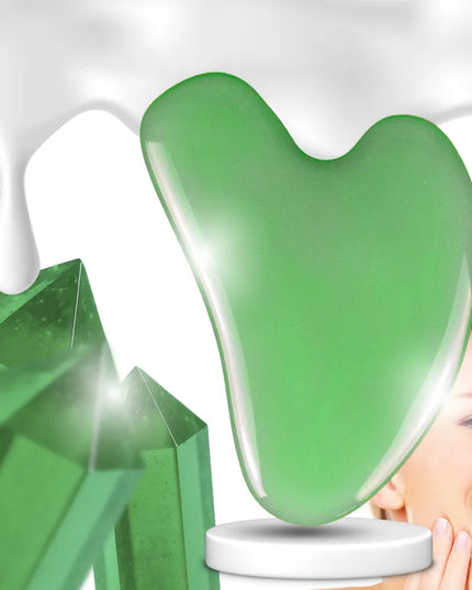 Hikey gua sha masažo plokštelė iš žadeito – rankinis veido ir kaklo masažuoklis