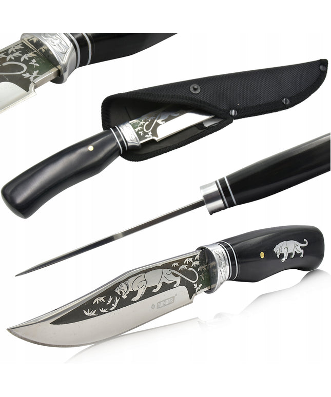 KANDAR Medžioklinis peilis Tiger Karinis Finka Puošta