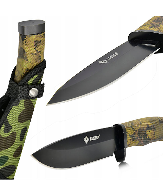 KANDAR Medžioklinis Karinis Peilis Finka + Makštis