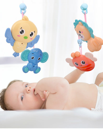 Kūdikio lovelės karuselė su projektoriumi, pulteliu, barškučiais, 100 melodijų ir laikmačiu