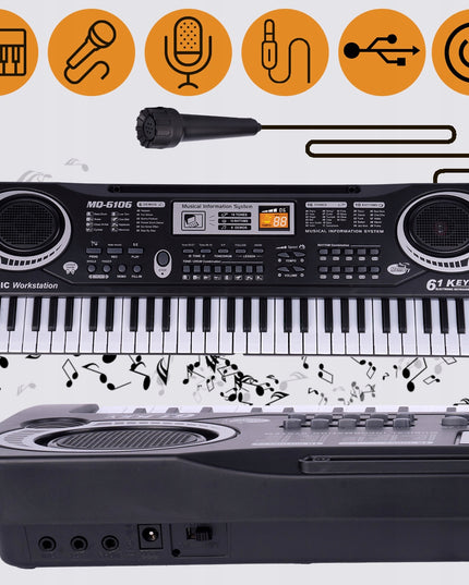 Elektroninė klaviatūra pianinas 61 klavišas vaikams su mikrofonu