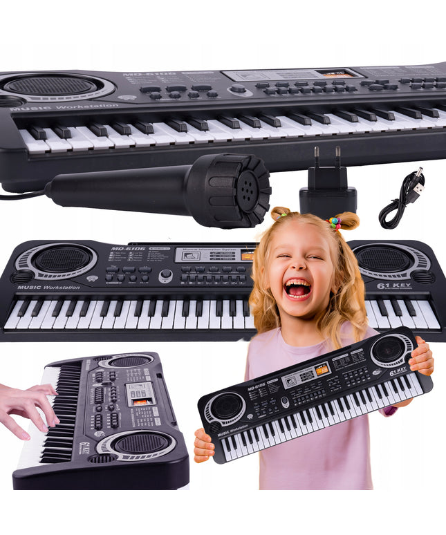 Elektroninė klaviatūra pianinas 61 klavišas vaikams su mikrofonu