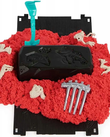 KINETIC SAND dinozaurų kasinėjimų rinkinys su skeletu, kinetinis smėlis, 2 vnt.