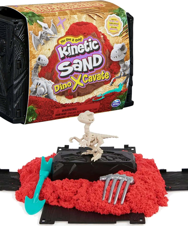 KINETIC SAND dinozaurų kasinėjimų rinkinys su skeletu, kinetinis smėlis, 2 vnt.