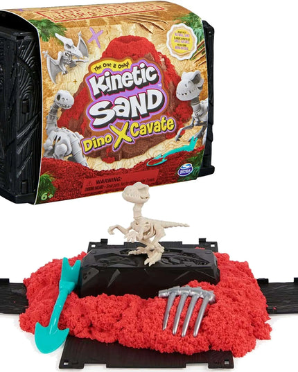 KINETIC SAND dinozaurų kasinėjimų rinkinys su skeletu, kinetinis smėlis, 2 vnt.