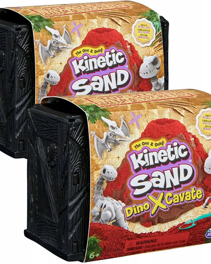 KINETIC SAND dinozaurų kasinėjimų rinkinys su skeletu, kinetinis smėlis, 2 vnt.