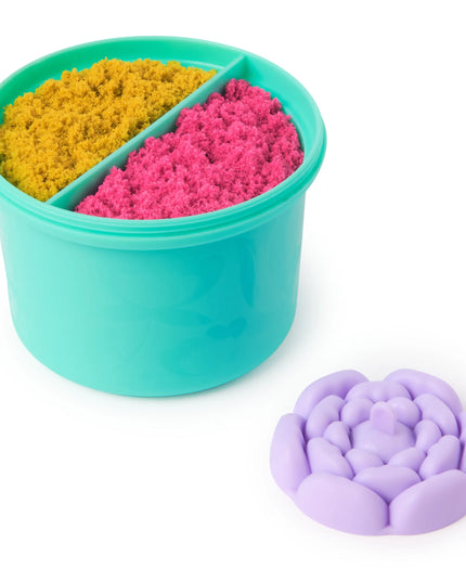 KINETIC SAND „SquishBlossom“ kūrybinis kinetinio smėlio rinkinys – gėlė, 2 vnt.