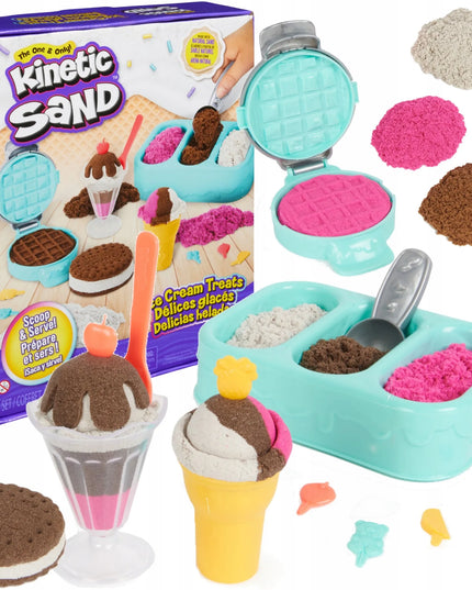 KINETIC SAND „Ledų skanėstai“ – kvapnus ledainės rinkinys, 3 spalvos