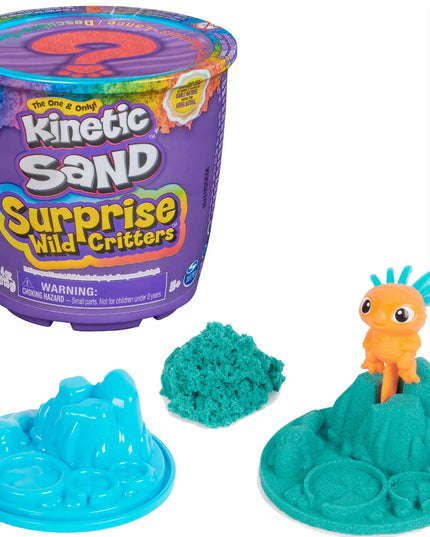 KINETIC SAND SURPRISE WILD CRITTERS kinetinio smėlio rinkinys su formеле ir figūrėle