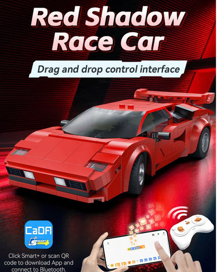 Konstrukciniai blokeliai CADA Sportinis automobilis RC valdomas 1:20 RED SHADOW 328 dal. DUAL MODE