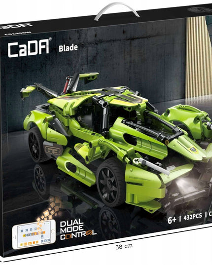 CADA statybiniai blokeliai, automobilis su nuotoliniu valdymu, BALDE, 432 elementai, RC dviejų režimų + LED