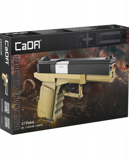 Konstrukcinis žaislas CADA GINKLAS GLOCK 17 MECHANINIS PISTOLETAS 338 DALYS + 5 ŠOVINIAI