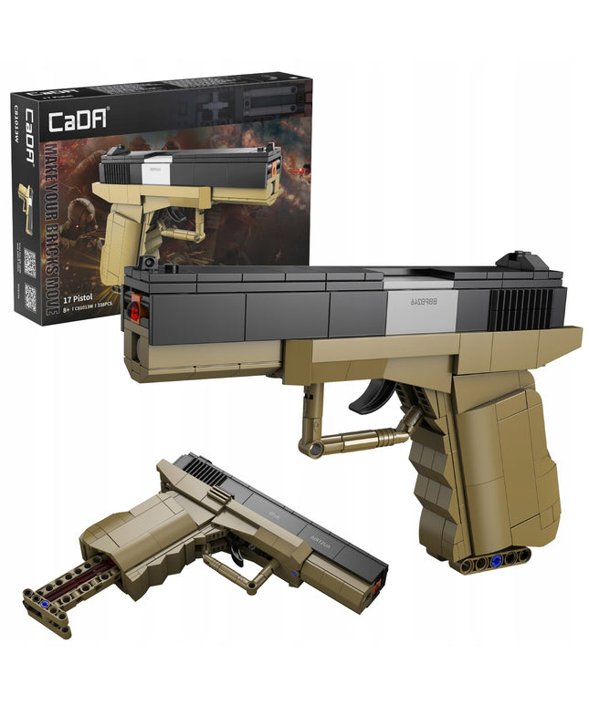 Konstrukcinis žaislas CADA GINKLAS GLOCK 17 MECHANINIS PISTOLETAS 338 DALYS + 5 ŠOVINIAI