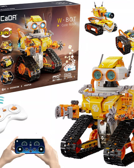 Statybiniai blokeliai CADA CODE ROBOT MODEL W.BOT RC Nuotoliniu būdu valdomas DUAL MODE 455 elementai