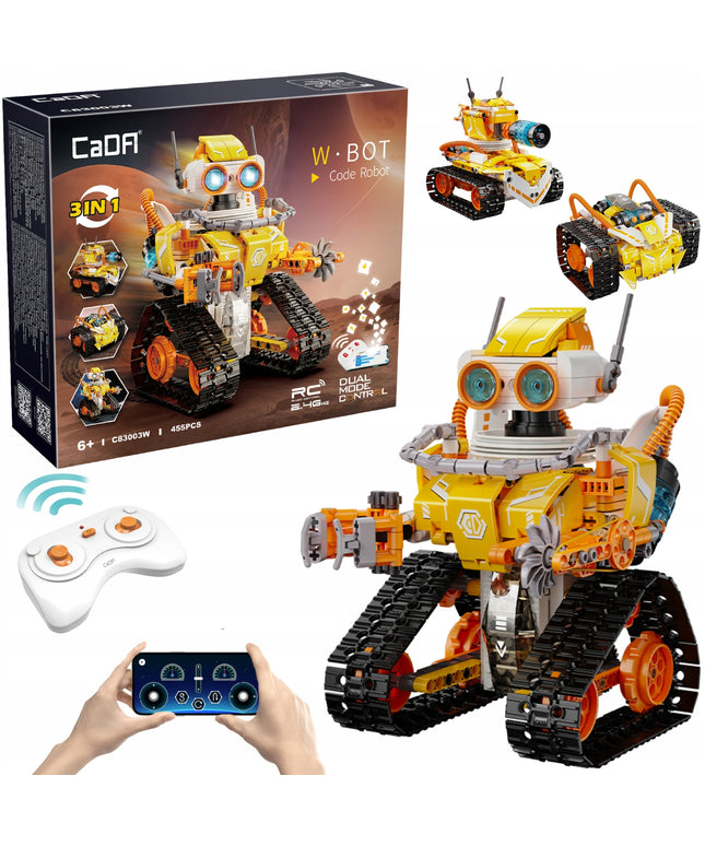 Statybiniai blokeliai CADA CODE ROBOT MODEL W.BOT RC Nuotoliniu būdu valdomas DUAL MODE 455 elementai