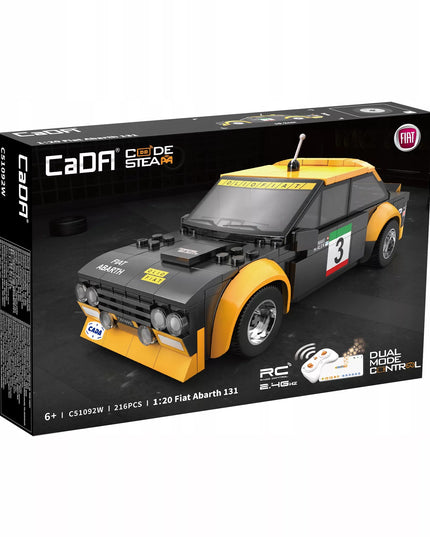 CaDA FIAT ABARTH 131 nuotoliniu būdu valdomas RC automobilis, 216 dalių, dvigubo valdymo režimas