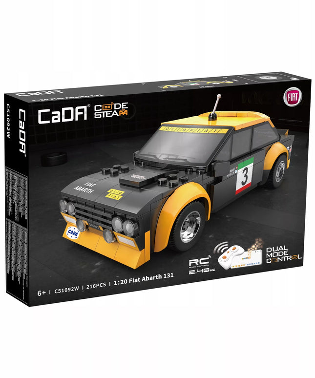 CaDA FIAT ABARTH 131 nuotoliniu būdu valdomas RC automobilis, 216 dalių, dvigubo valdymo režimas