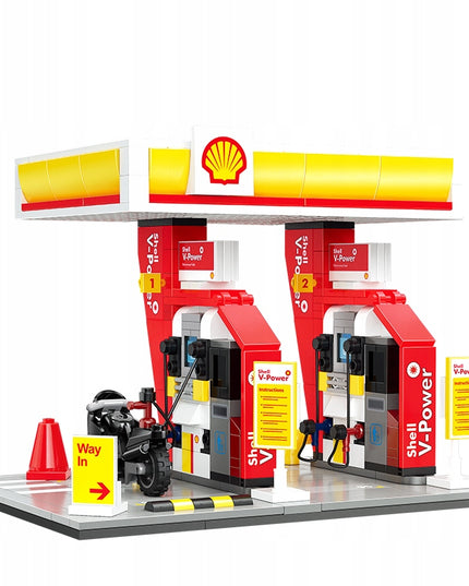 Statybiniai blokeliai CaDA Mini degalinė SHELL 305 detalės pastatas