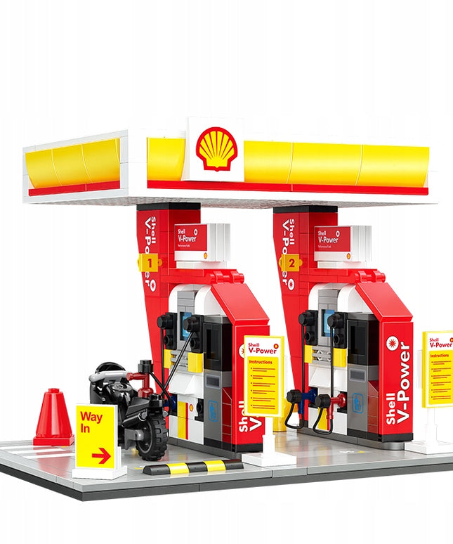 Statybiniai blokeliai CaDA Mini degalinė SHELL 305 detalės pastatas