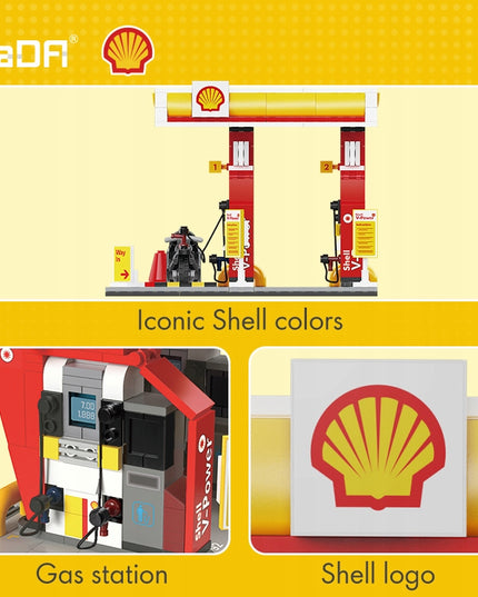 Statybiniai blokeliai CaDA Mini degalinė SHELL 305 detalės pastatas