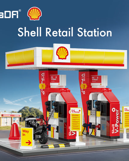 Statybiniai blokeliai CaDA Mini degalinė SHELL 305 detalės pastatas