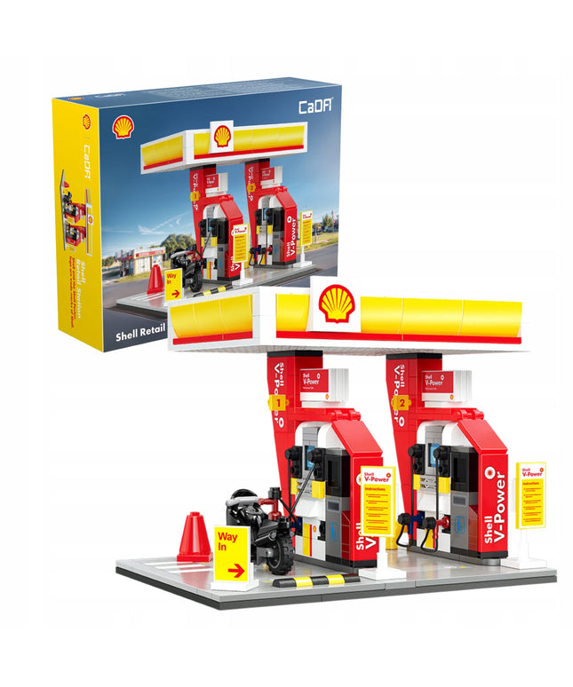 Statybiniai blokeliai CaDA Mini degalinė SHELL 305 detalės pastatas