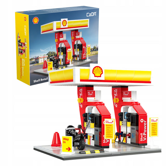 Statybiniai blokeliai CaDA Mini degalinė SHELL 305 detalės pastatas