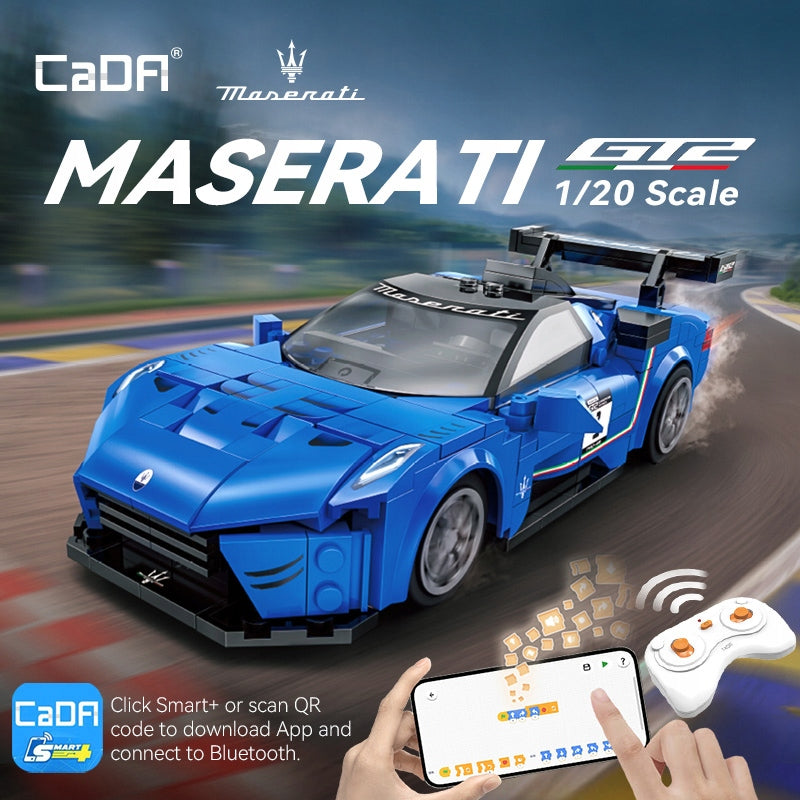 Statybiniai blokeliai CADA MASERATI GT2, sportinis automobilis, 320 elementų, valdomas nuotoliniu būdu RC