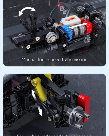 Statybiniai blokeliai CaDA MAZDA RX-7 VEILSIDE komplektas, nuotoliniu būdu valdomas 3305 dalys. RC + LED