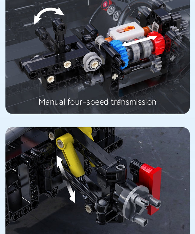 Statybiniai blokeliai CaDA MAZDA RX-7 VEILSIDE komplektas, nuotoliniu būdu valdomas 3305 dalys. RC + LED