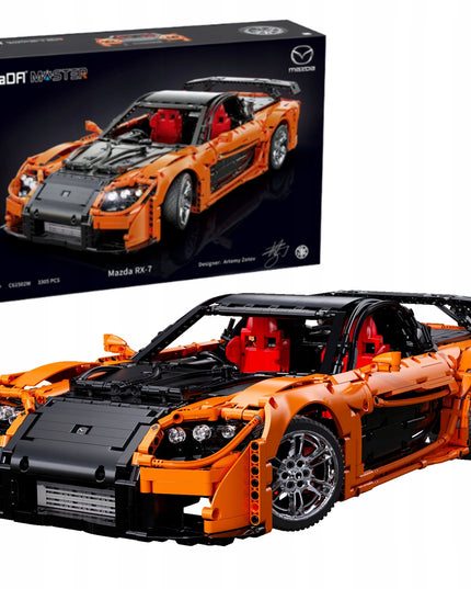 Statybiniai blokeliai CaDA MAZDA RX-7 VEILSIDE komplektas, nuotoliniu būdu valdomas 3305 dalys. RC + LED