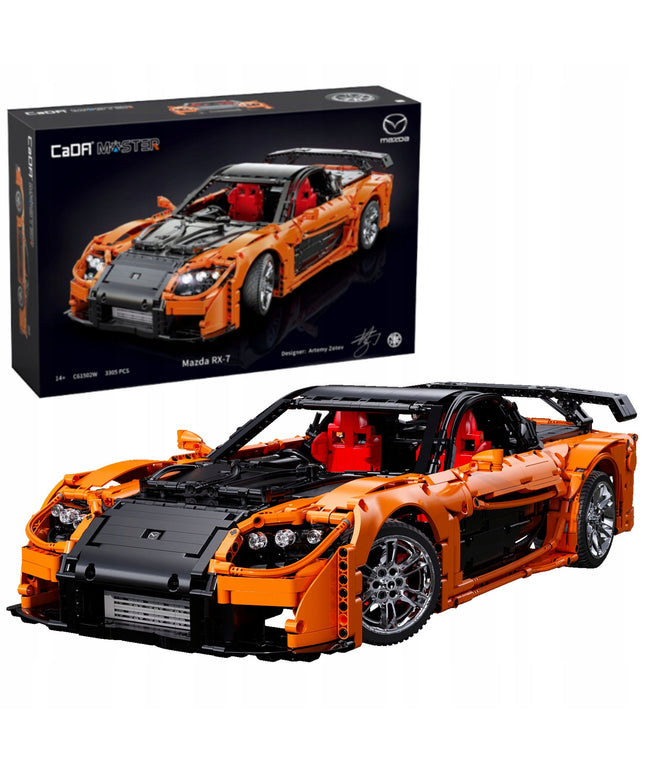Statybiniai blokeliai CaDA MAZDA RX-7 VEILSIDE komplektas, nuotoliniu būdu valdomas 3305 dalys. RC + LED