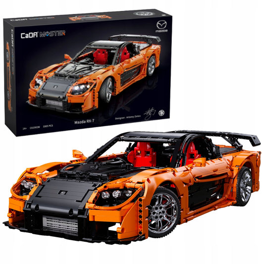 Statybiniai blokeliai CaDA MAZDA RX-7 VEILSIDE komplektas, nuotoliniu būdu valdomas 3305 dalys. RC + LED